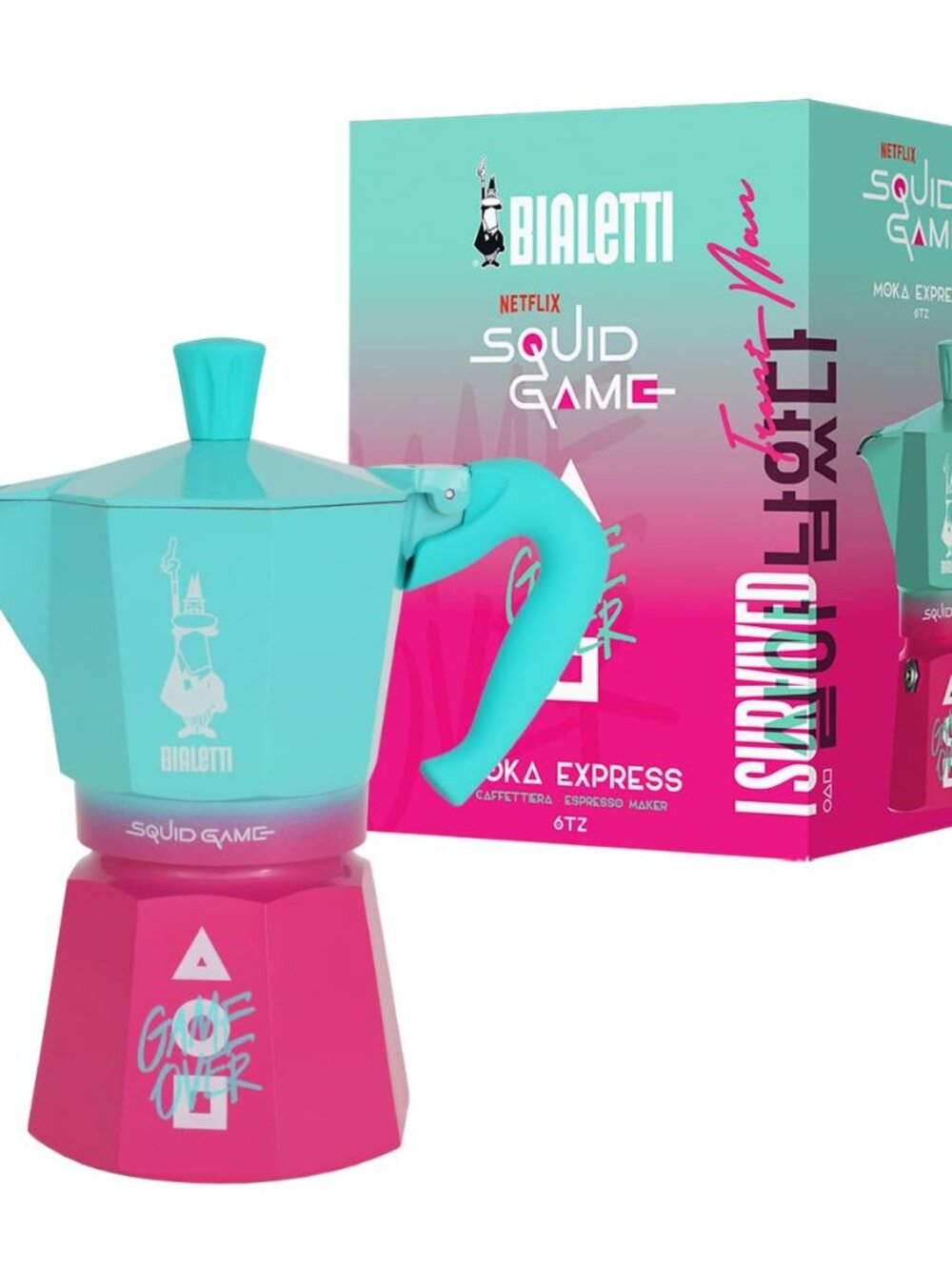 Bialetti Moka Express Squid Game©: Iconic Stovetop Espresso Maker 6 CUP